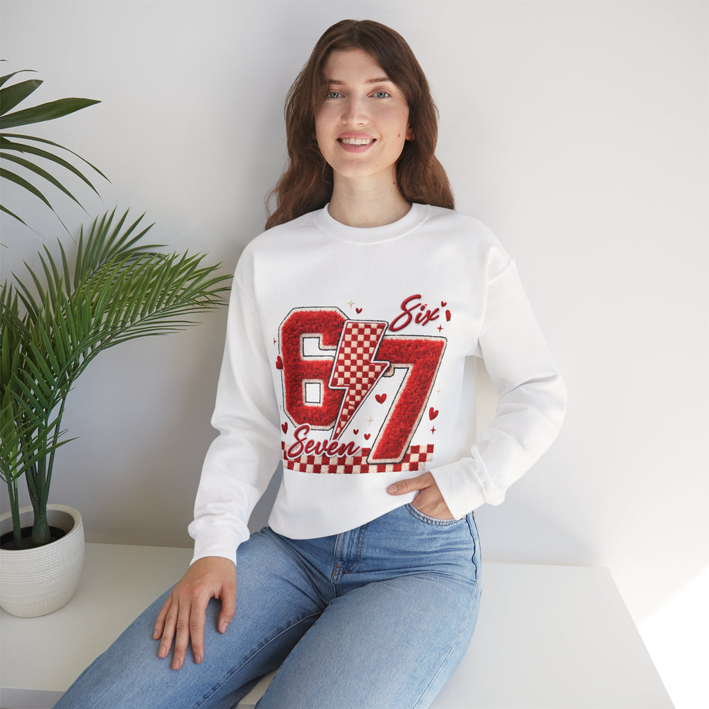 Crewneck Sweatshirt "67 Seven" Retro Racing Heart Graphic