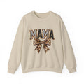 Mama Leopard Bow Crewneck Sweatshirt — Mama Graphic Pullover for Moms