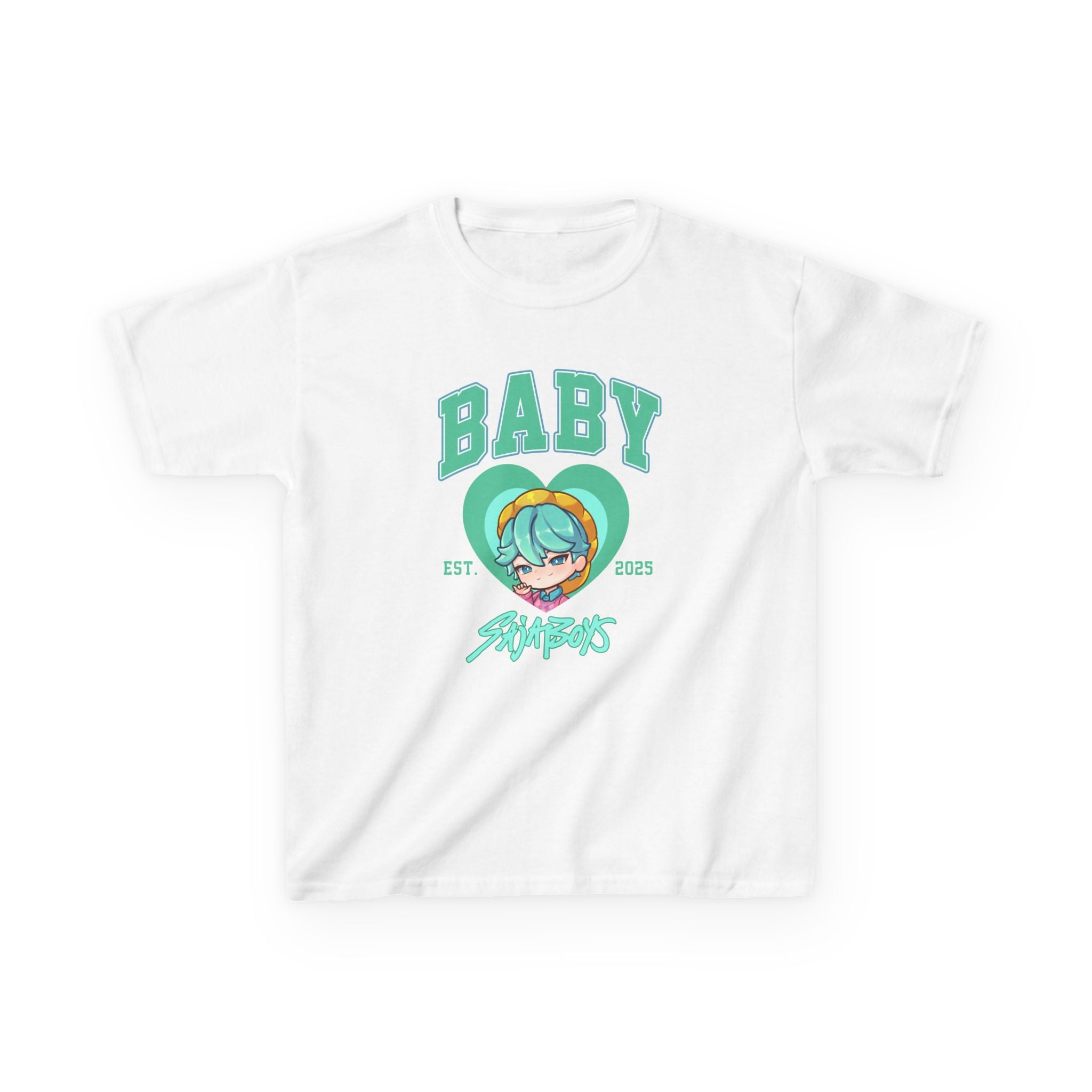 Kids Tee — 'BABY' Heart Anime Girl Graphic Shirt (Cute Retro Aesthetic)
