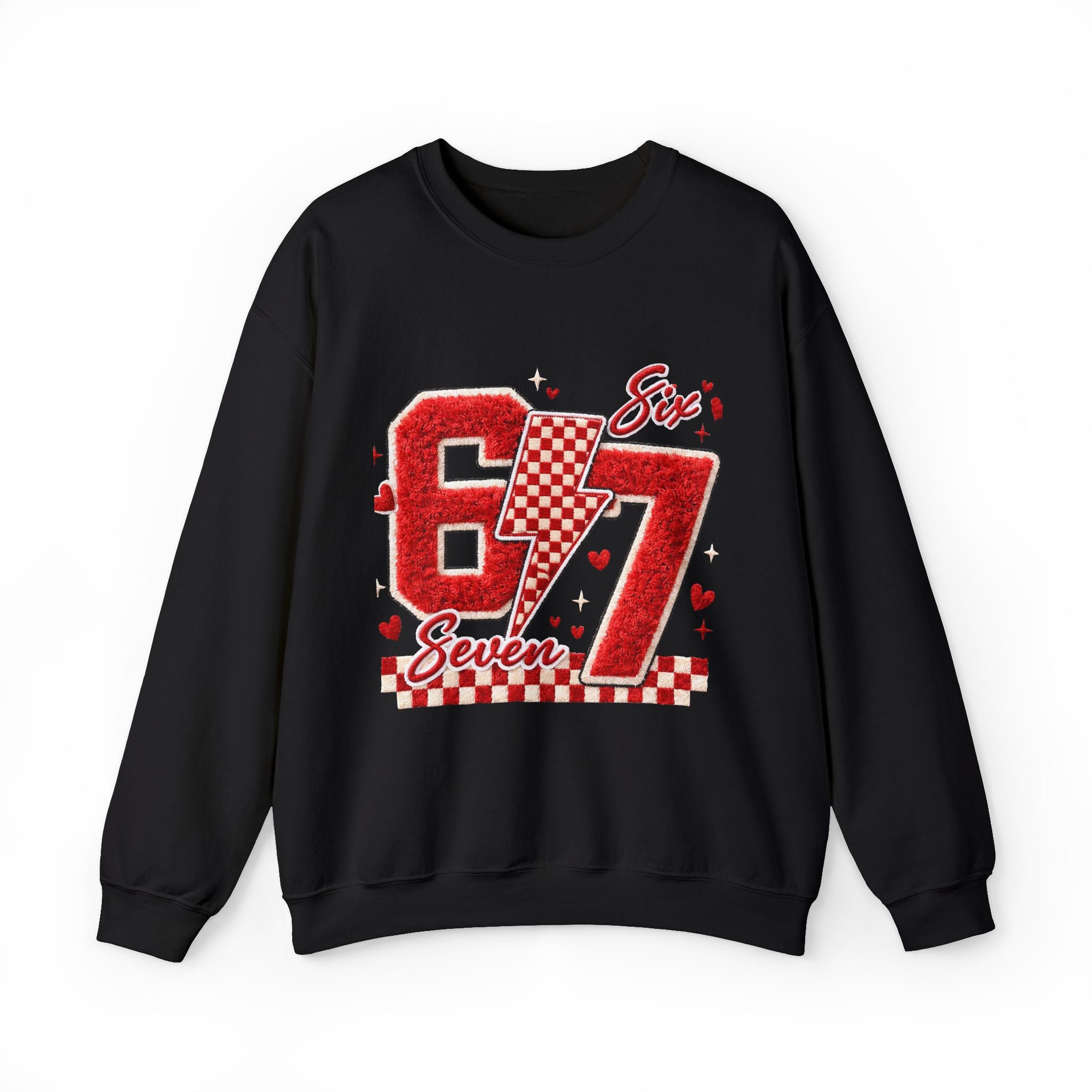 Crewneck Sweatshirt "67 Seven" Retro Racing Heart Graphic