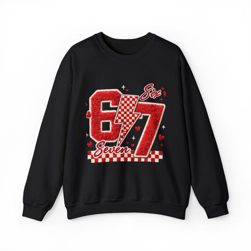Crewneck Sweatshirt "67 Seven" Retro Racing Heart Graphic