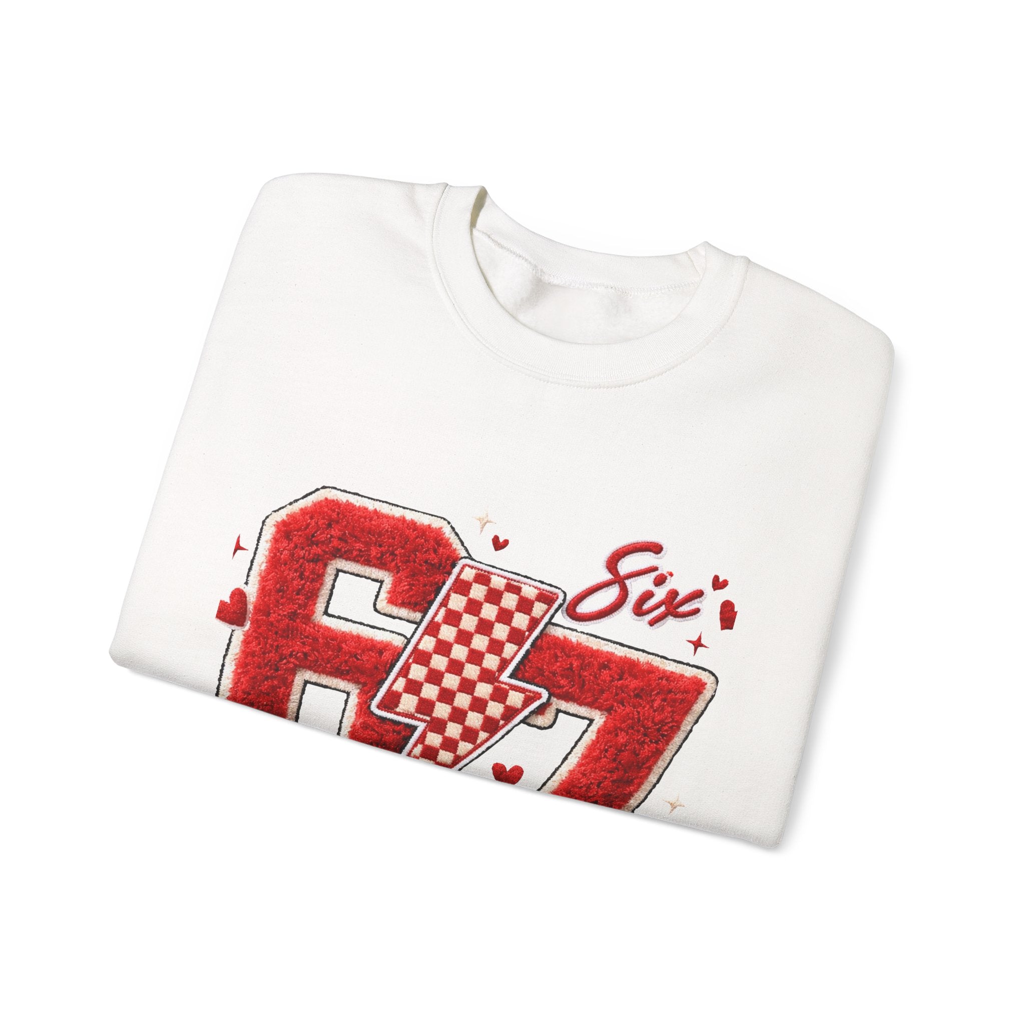 Crewneck Sweatshirt "67 Seven" Retro Racing Heart Graphic
