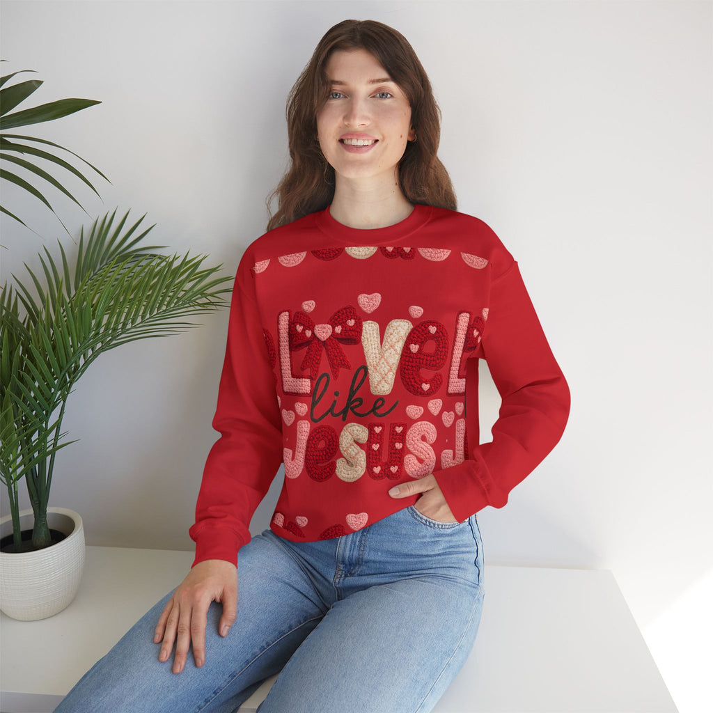 Crewneck Sweatshirt — "Love Like Jesus" Valentine Christian Graphic