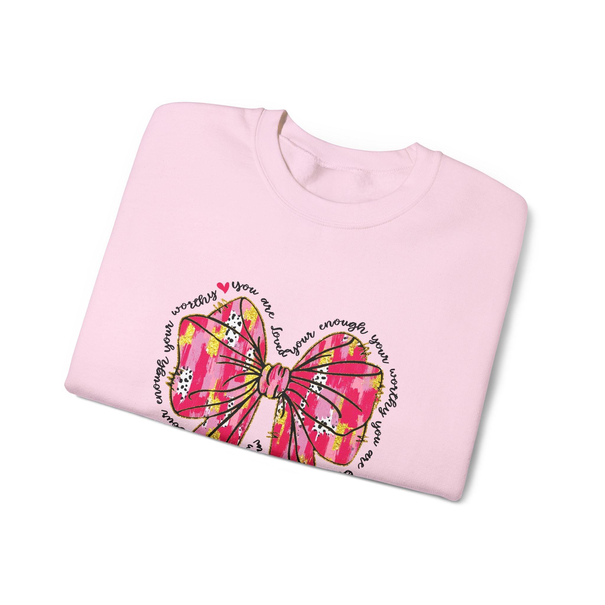 Bow Graphic Sweatshirt — Pink Floral Ribbon Design