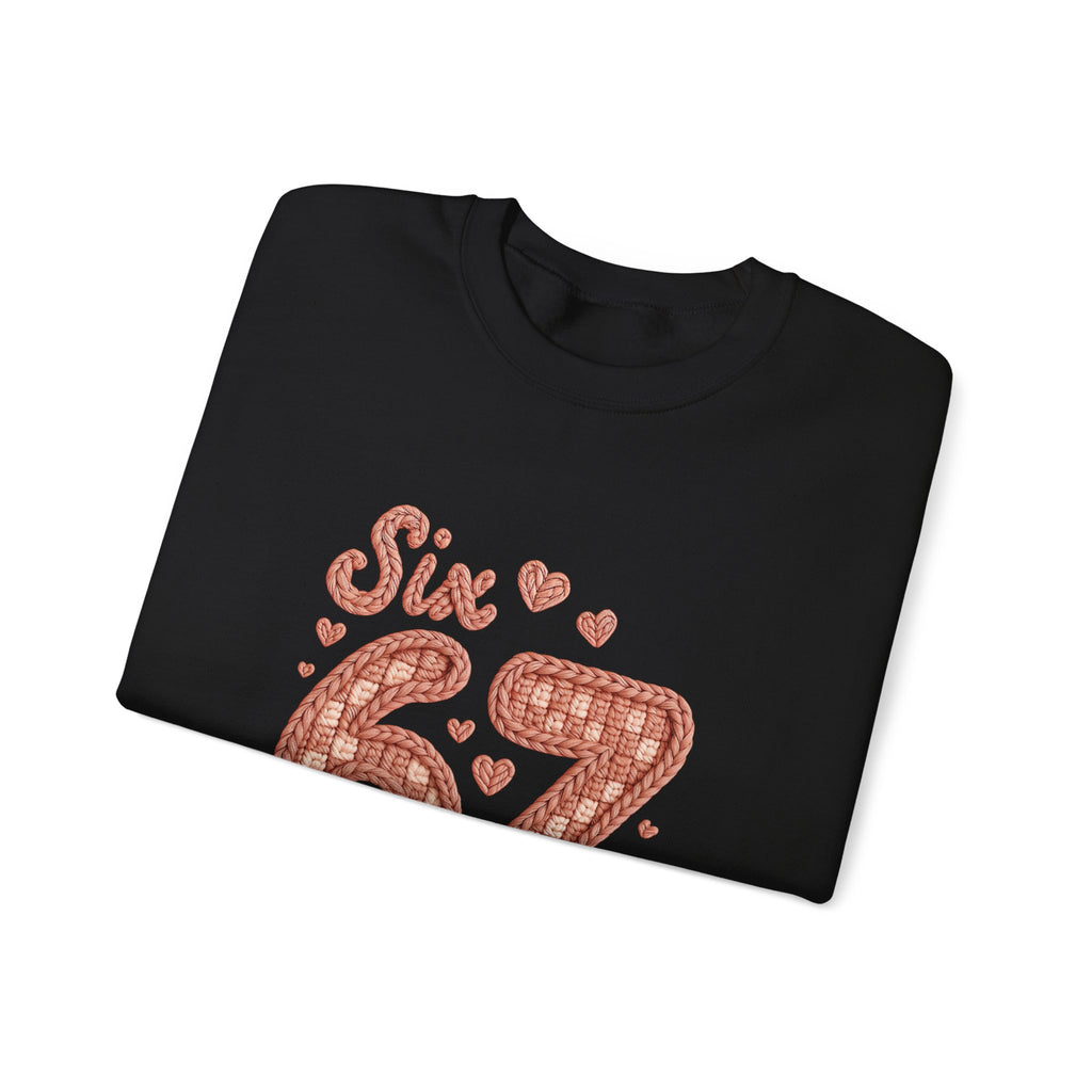 Crewneck Sweatshirt "Six Seven 67" Retro Plaid Hearts