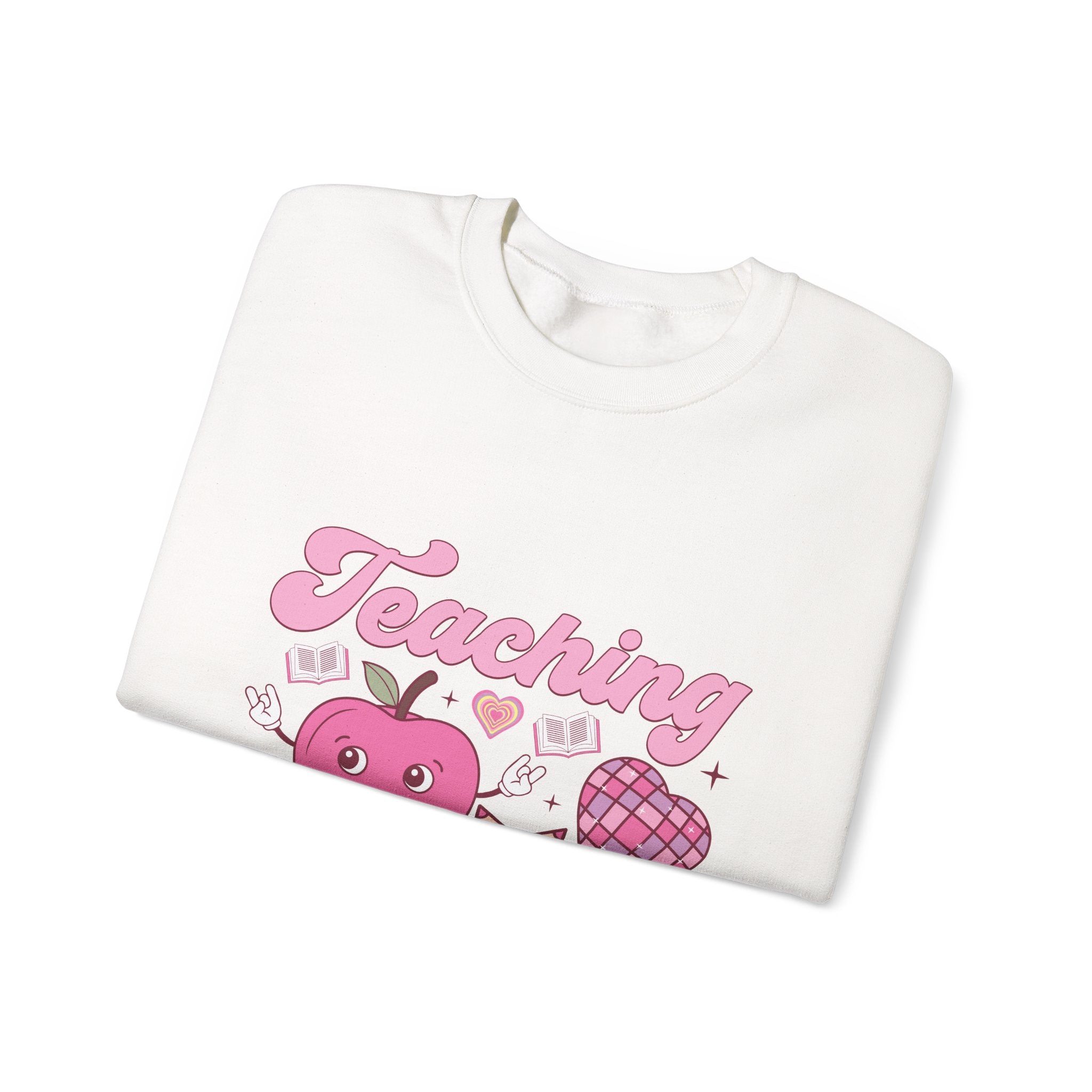 Teaching Sweethearts Crewneck Sweatshirt — Cute Pink Apple Teacher Valentine Sweatshirt