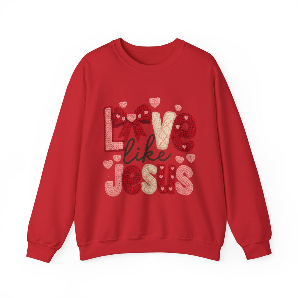 Crewneck Sweatshirt — "Love Like Jesus" Valentine Christian Graphic