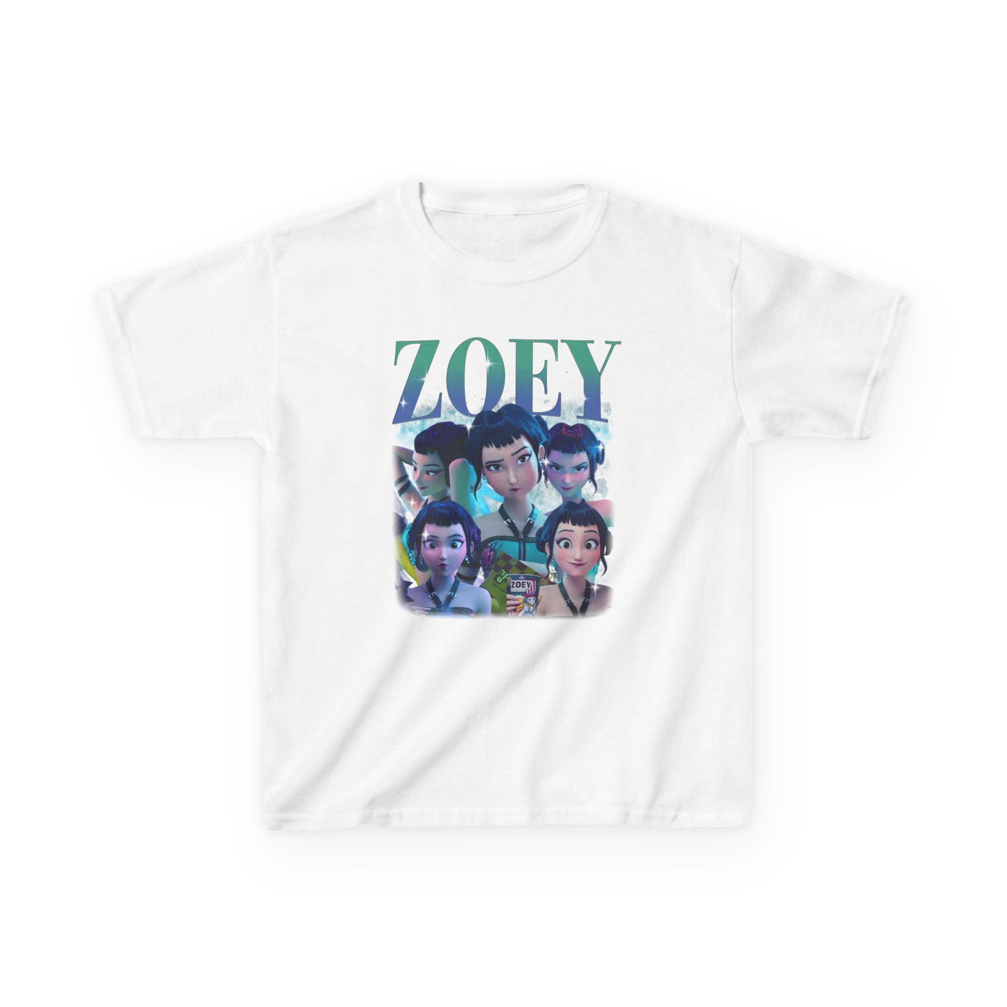 Kids Tee — Personalized 'Zoey' Cartoon Characters Graphic Shirt