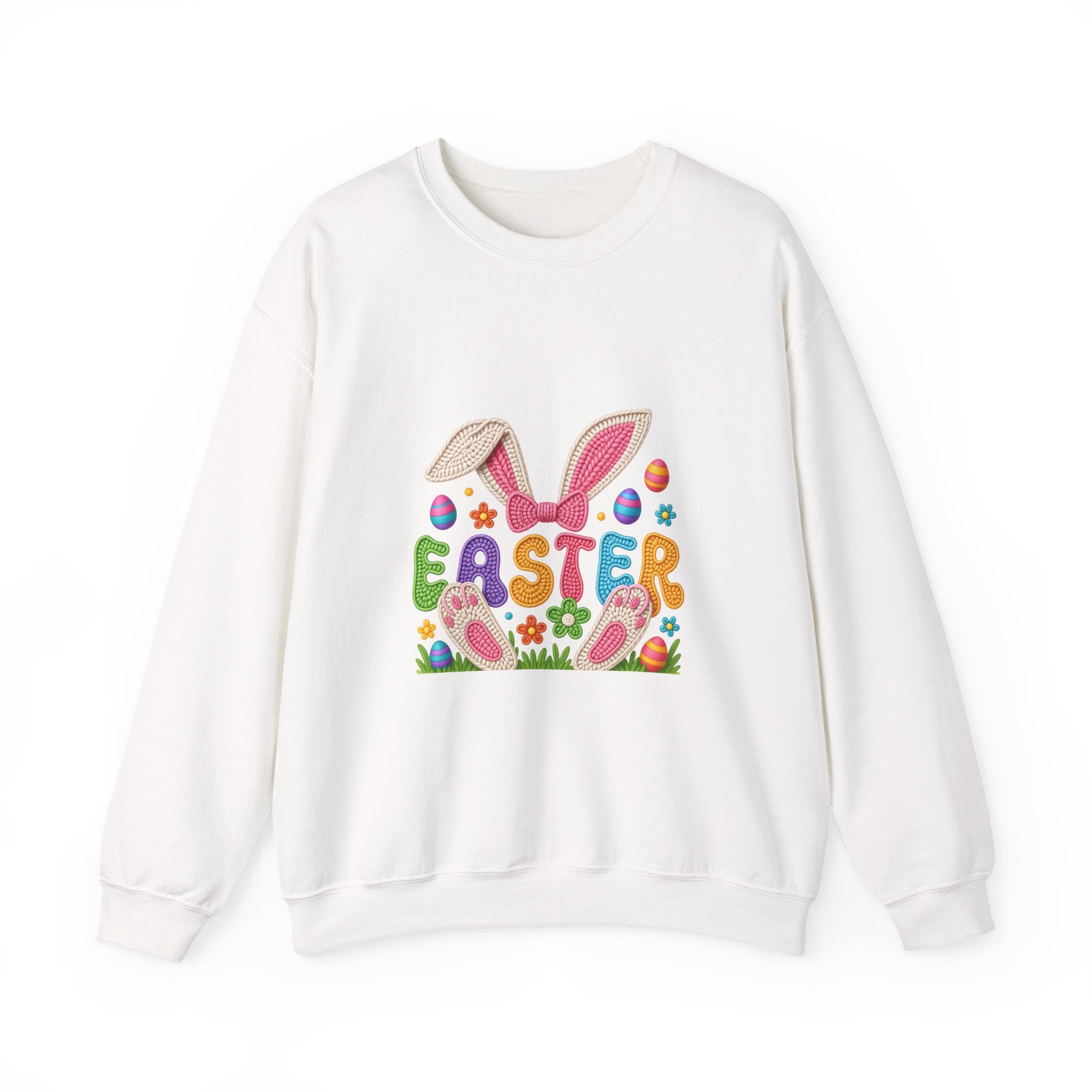 Easter Bunny Graphic Sweatshirt – Colorful 'EASTER' Spring Holiday Crewneck