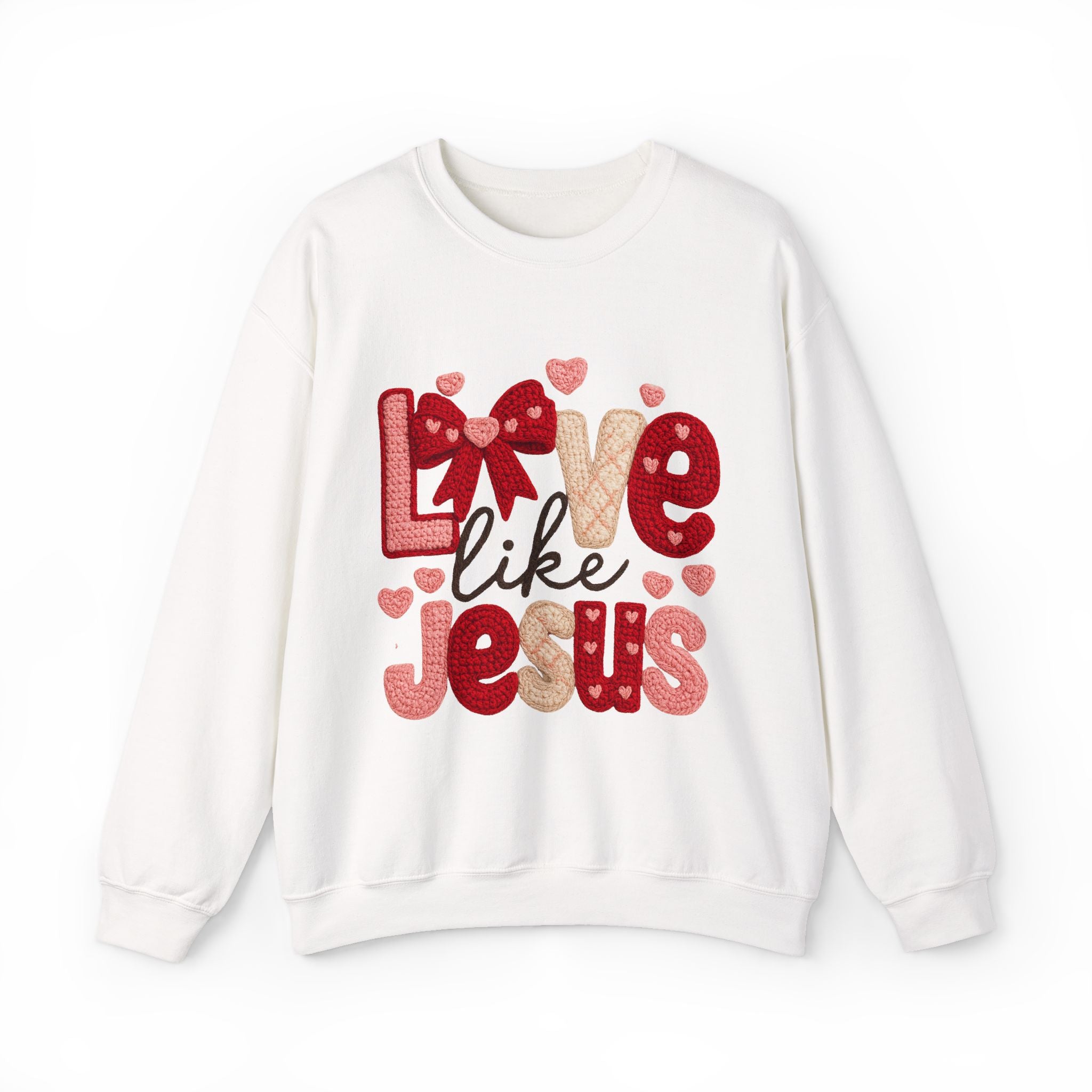 Crewneck Sweatshirt — "Love Like Jesus" Valentine Christian Graphic