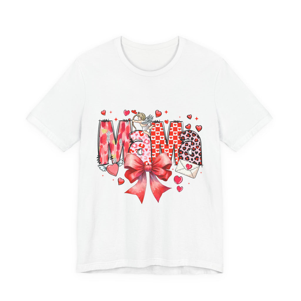 Mama Valentine Tee — Floral & Leopard Heart Mom Shirt with Gift Bow