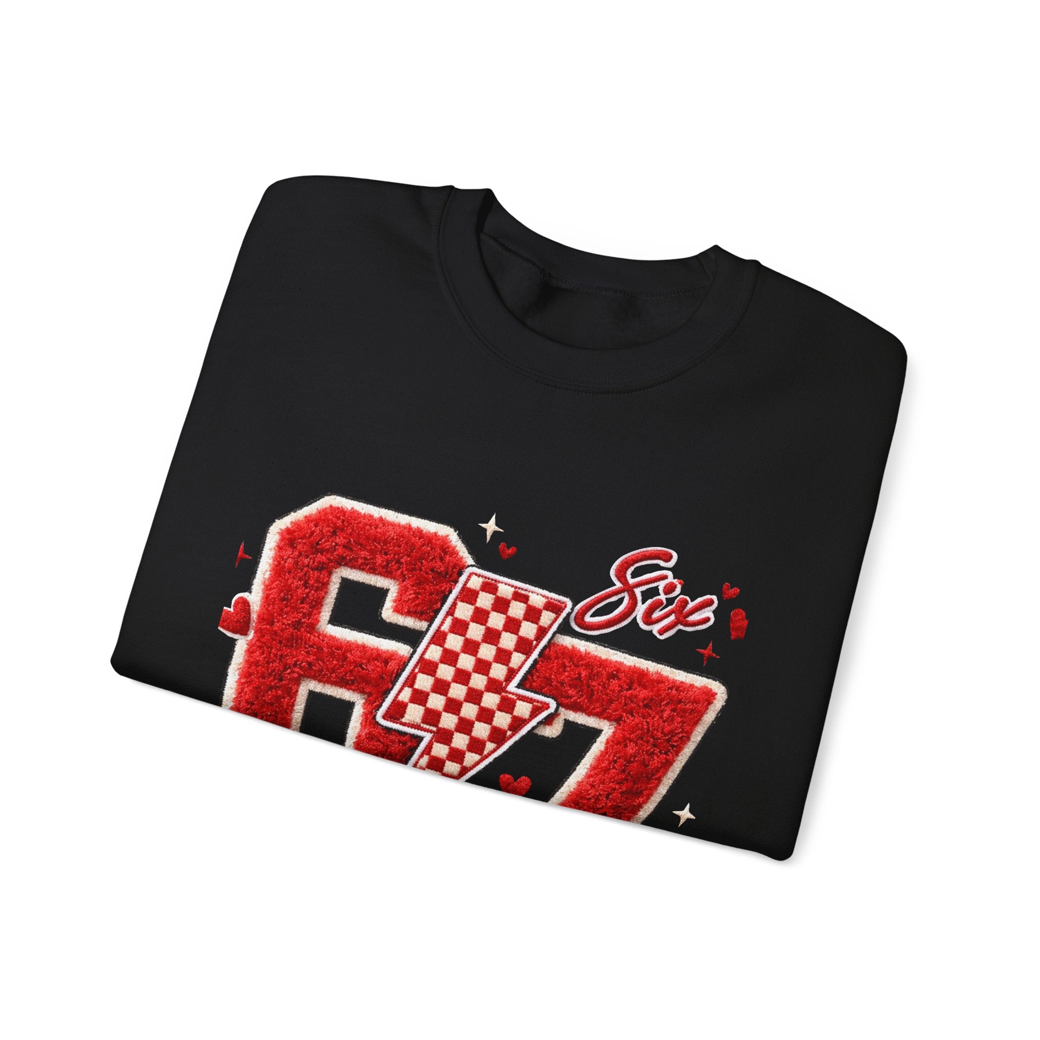 Crewneck Sweatshirt "67 Seven" Retro Racing Heart Graphic