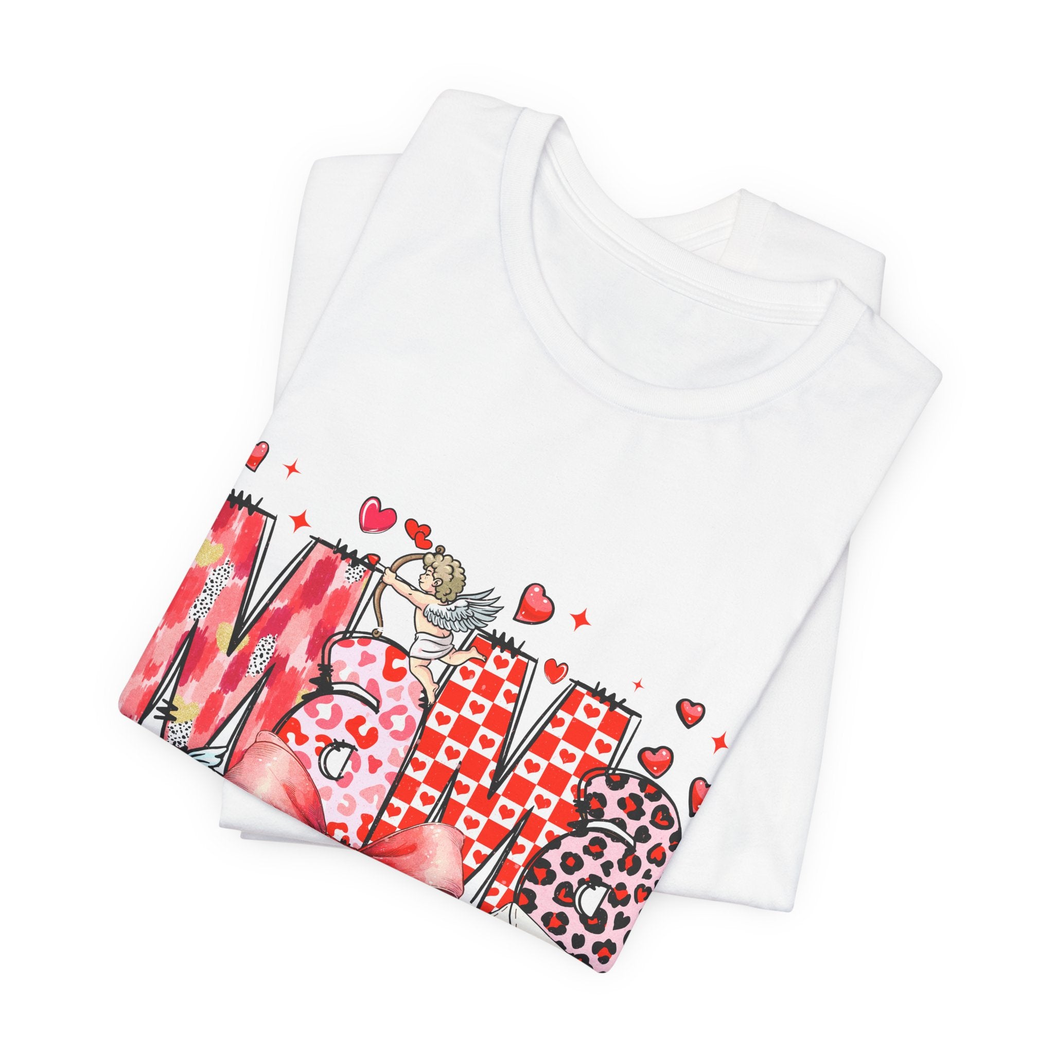 Mama Valentine Tee — Floral & Leopard Heart Mom Shirt with Gift Bow