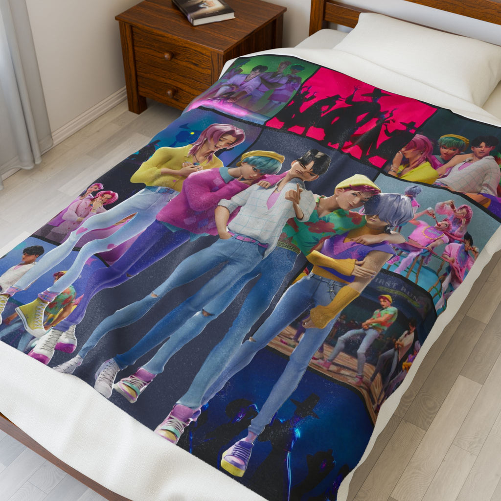 K-Pop Idol Group Velveteen Plush Blanket — Colorful Fan Throw