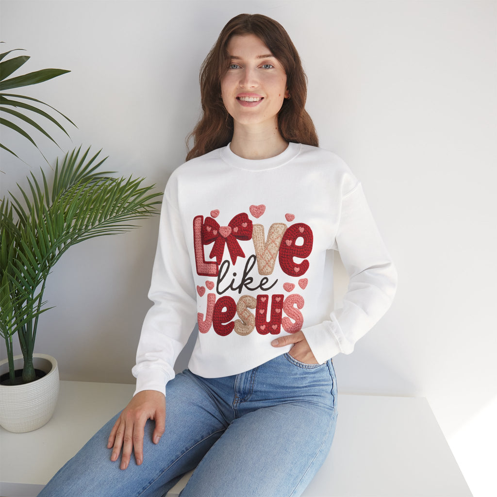 Crewneck Sweatshirt — "Love Like Jesus" Valentine Christian Graphic