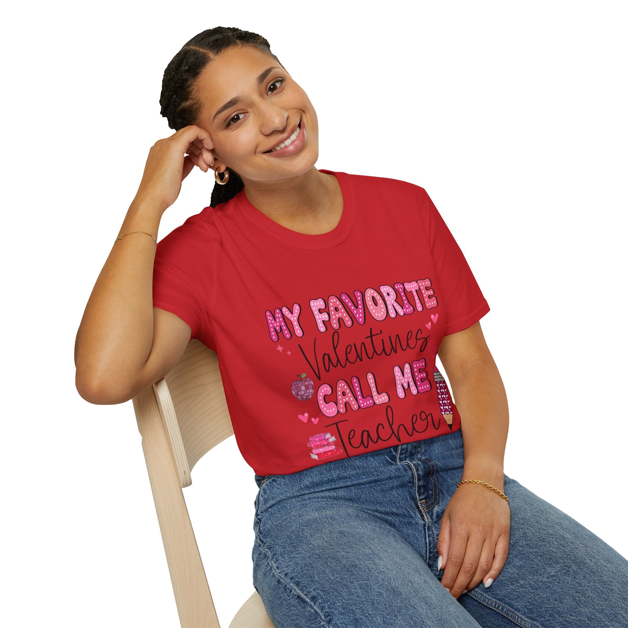 Valentine’s Teacher T-Shirt – “My Favorite Valentines Call Me Teacher” Cute Pink School Tee