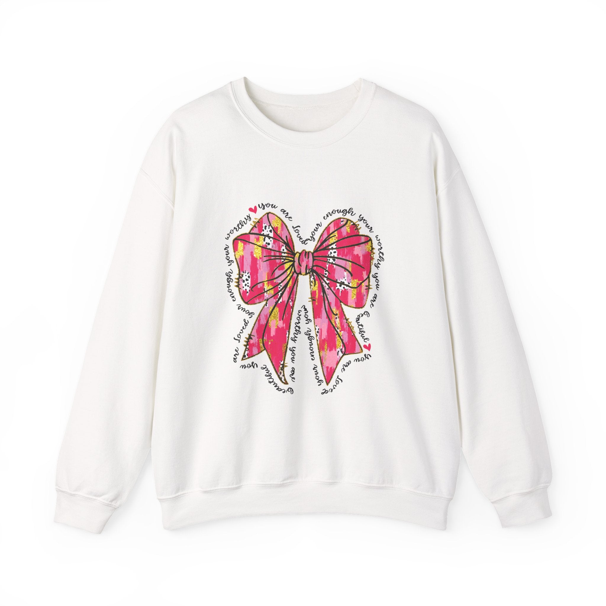 Bow Graphic Sweatshirt — Pink Floral Ribbon Design