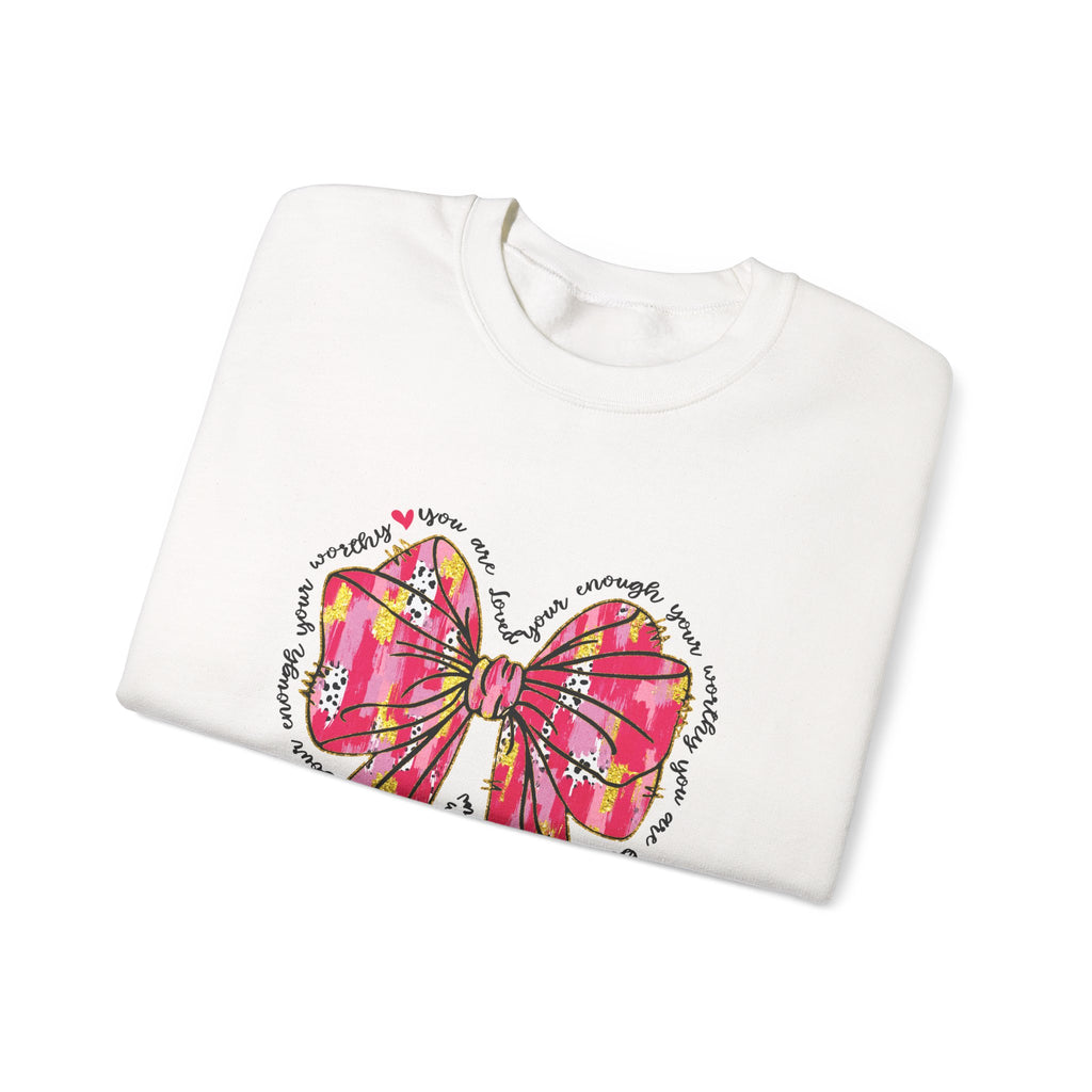 Bow Graphic Sweatshirt — Pink Floral Ribbon Design