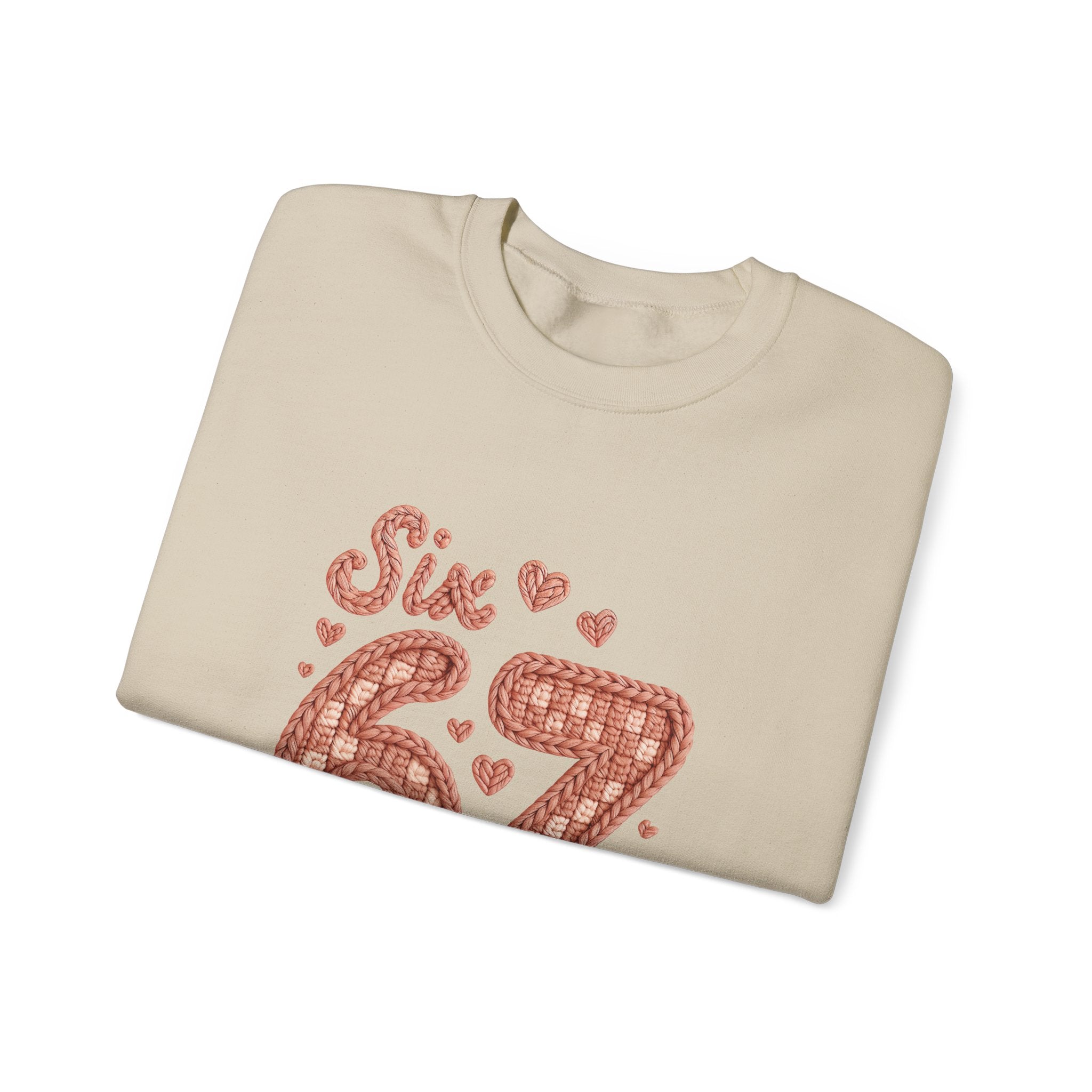 Crewneck Sweatshirt "Six Seven 67" Retro Plaid Hearts
