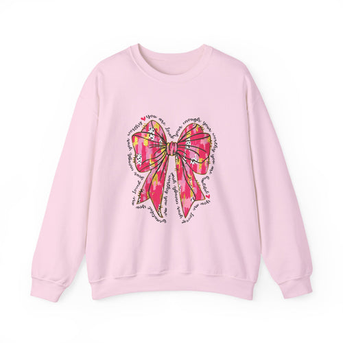 Bow Graphic Sweatshirt — Pink Floral Ribbon Design